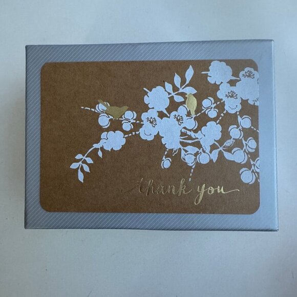Gold Foil Birds Kraft Wedding Thank You Notes Boho set of 50 - Picture 2 of 3